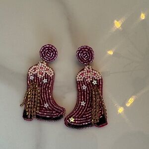 Beaded Cowboy Boot Earrings